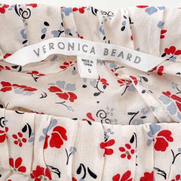 Veronica beard Howell Floral Print Silk Ruffle Blouse Top size 0 - Picture 8 of 12